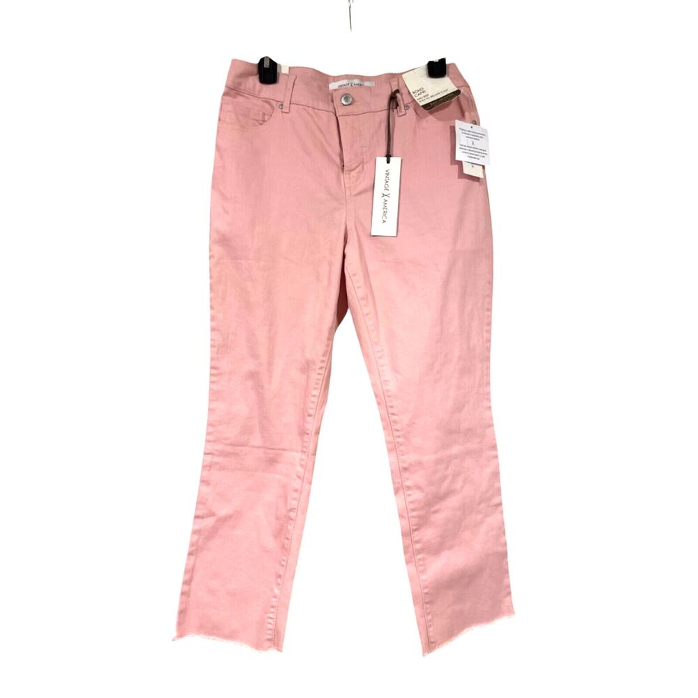 Women’s Size 6/28 Vintage America Pink Blush Boho Capri Stretch Pants NWT